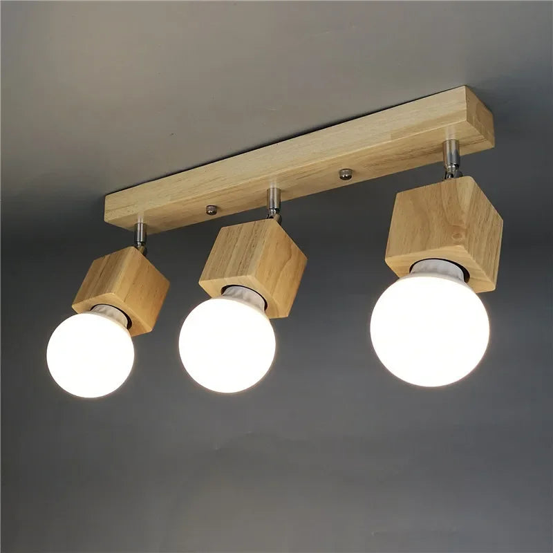 Nordic Modern Wood Square Luces Led Lights for Room Living Room Kitchen Porch Ceiling Lights Plafon Led Techo Led Verlichting