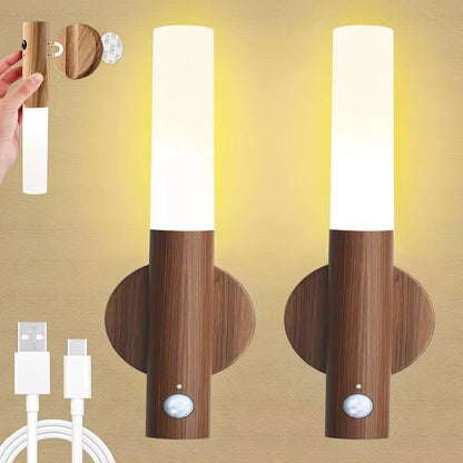 Night Light Motion Sensor Night Lights Rechargeable Wall Sconces Magnetic Wall Lights Wooden Wall Lighting for Bedroom Stair