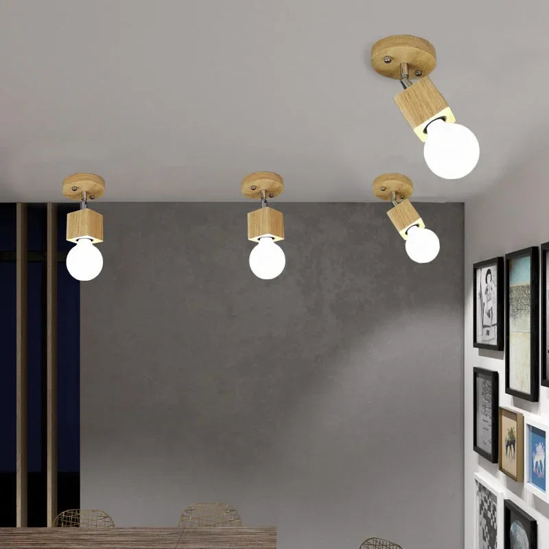Nordic Modern Wood Square Luces Led Lights for Room Living Room Kitchen Porch Ceiling Lights Plafon Led Techo Led Verlichting
