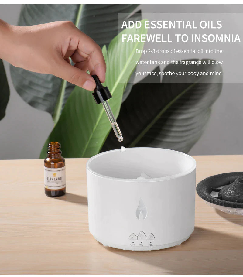REUP Volcanic Flame Aroma Diffuser Essential Oil 360Ml Portable Air Humidifier with Cute Smoke Ring Night Light Lamp Fragrance