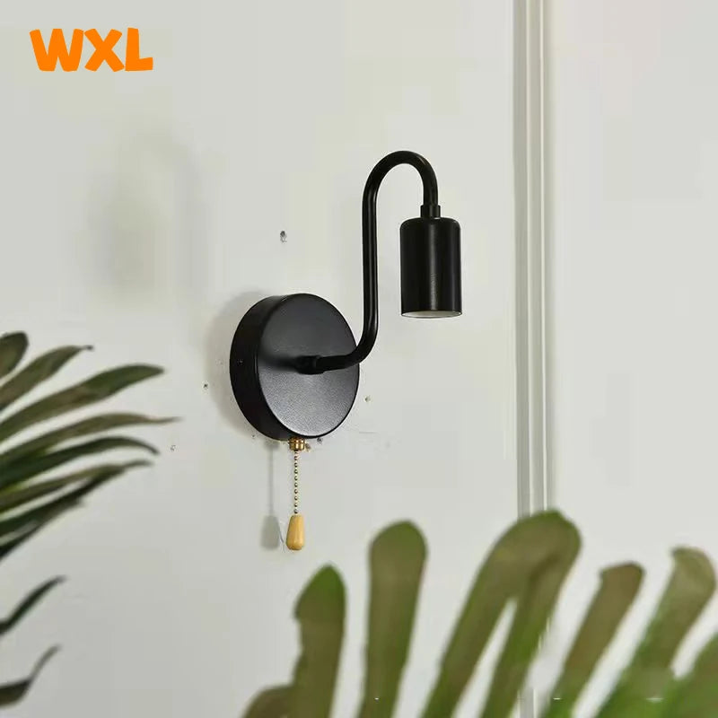 Nordic Industrial Wall Lamp Iron Black E27 Indoor Lighting Bedside Bathroom Bedroom Lamp Sconce Wall Light Fixture Decor