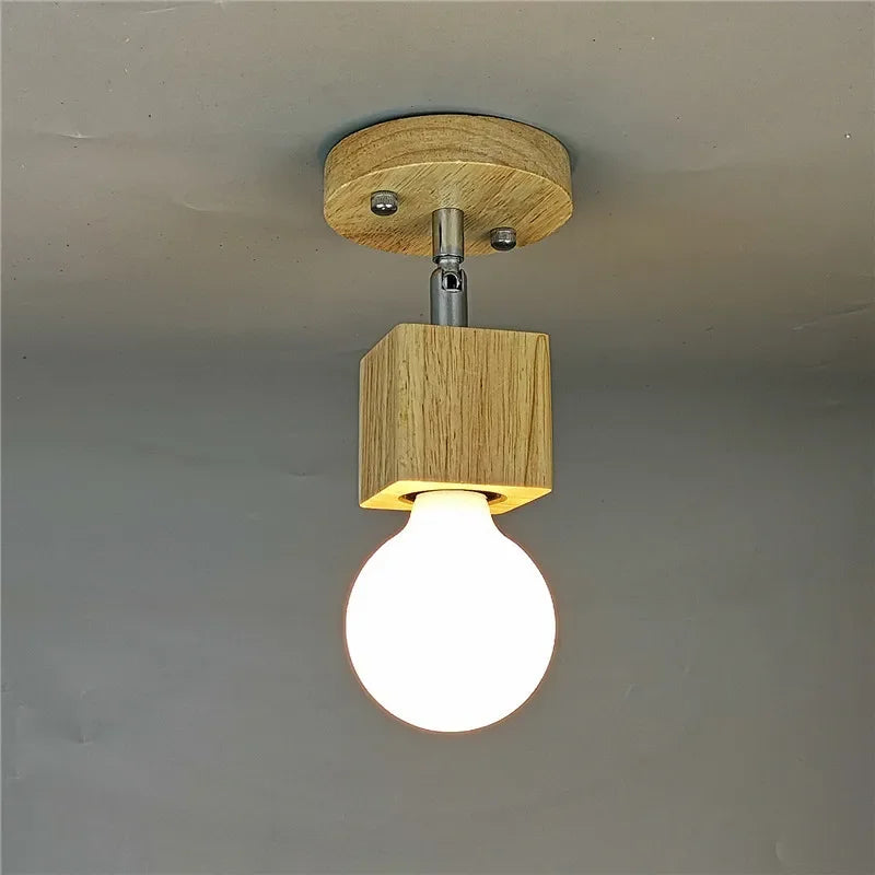 Nordic Modern Wood Square Luces Led Lights for Room Living Room Kitchen Porch Ceiling Lights Plafon Led Techo Led Verlichting