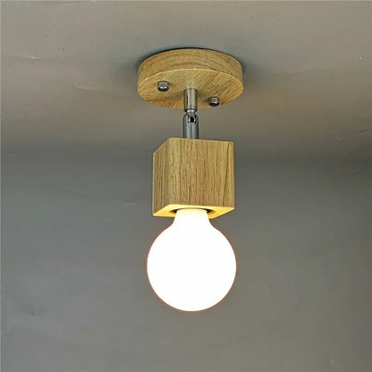Nordic Modern Wood Square Luces Led Lights for Room Living Room Kitchen Porch Ceiling Lights Plafon Led Techo Led Verlichting