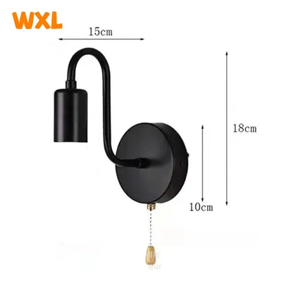Nordic Industrial Wall Lamp Iron Black E27 Indoor Lighting Bedside Bathroom Bedroom Lamp Sconce Wall Light Fixture Decor